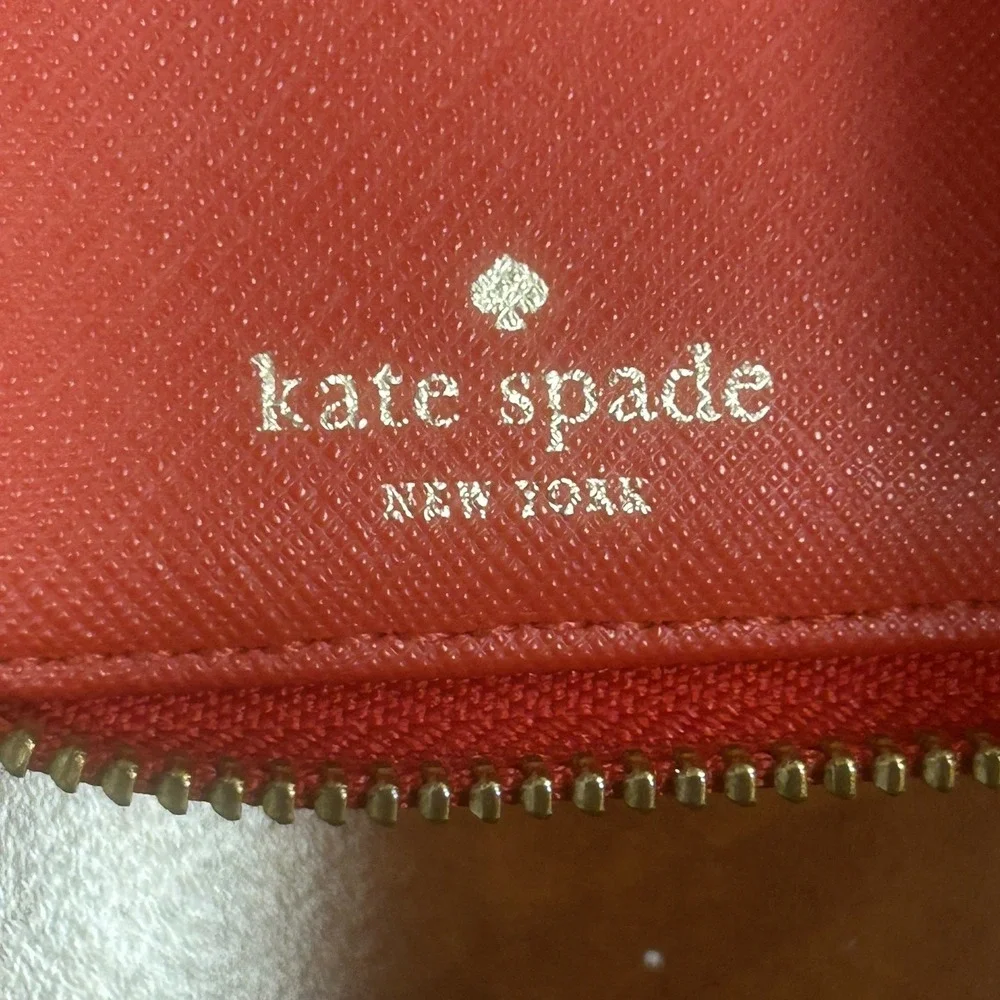 Kate Spade NY Laurel Way Darci Zip Around Wallet Cherry Red‎ Coin Case Saffiano